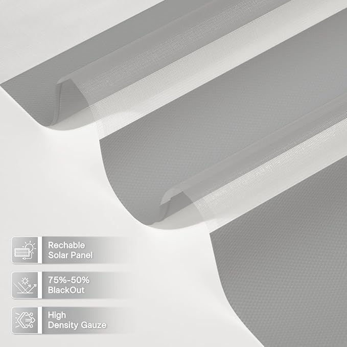 Motorized Zebra Blinds with Remote,Rechargeable Smart Electric Cordless Shade，Grey，32" W X 72" H