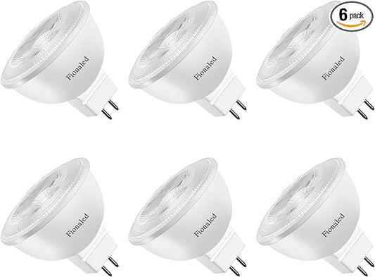 MR16 LED Bulbs Dimmable, 50W Halogen Replacement, 5000K Bright Daylight White, GU5.3 Bipin Base, 5W 12V Low Voltage Landscape Recessed Lighting Bulbs,6-Pack