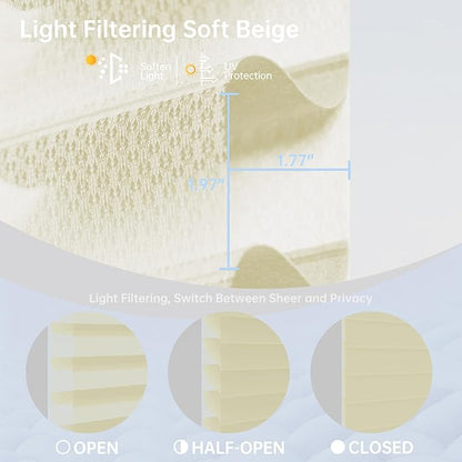 Motorized Sheer Shades with Remote, Automatic Dual-Layered Shades for Windows, Smart Light Filtering Blinds Compatible with Alexa, Custom Size (Light Filtering Soft Beige)