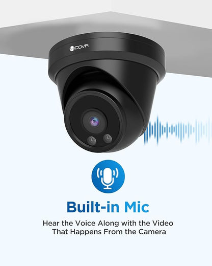 4COVR 5MP PoE Security IP Camera, Outdoor Wired Surveillance Video Camera with Audio, Smart Human/Vehicle Detection, 110° Wide Angle 100ft IR Night Vision, 2.8mm Lens, IP67 Weatherproof, LY97AB5MA