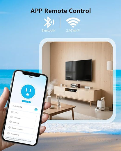 DAYBETTER Smart Plug Max 15A/1800W, Compatible with Alexa and Google Home, No Hub Required, Bluetooth & 2.4GHz WiFi Setup, Smart Outlet with APP Control, Timer & Schedule, 4Pack
