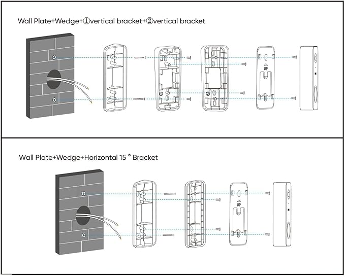 Wyze Lifestyle Video Doorbell Camera v2 Wedge Kit, 3 Mounting Bracket (One Adjustable 15° Horizontal Bracket, Two 7.5° Vertical Bracket), Replacement Angle Adjustment Adapter Wedge Kit
