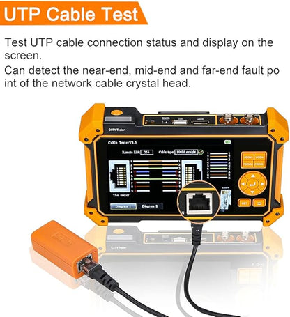WSDCAM 5 inch TFT-LCD Screen CCTV Camera Tester Monitor Support 4K 8MP CVI TVI AHD SDI CVBS Analog Camera, Support HDMI in VGA in PTZ Control/DC12V Power Output/UTP Cable Tester, 3200-Plus