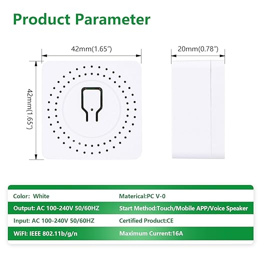Wengart WiFi Mini Relay Switch,AC100-240V 16Amp,Universal DIY Module,Easy to Upgrade Smart Home,Compatible with Alexa and Google Home Assistant,2.4GHz