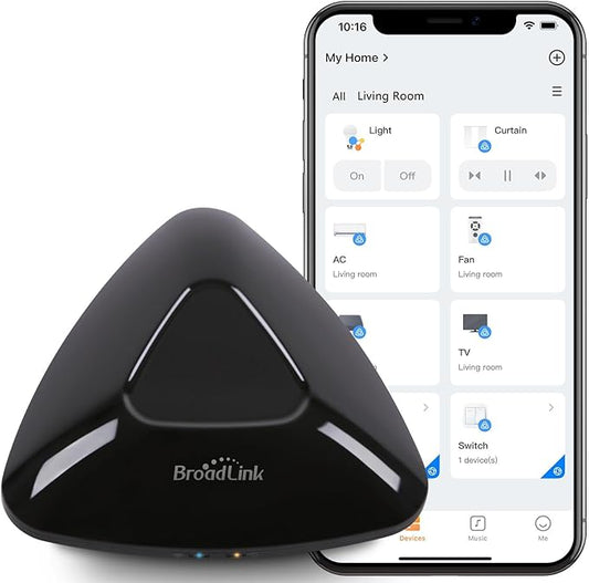 Broadlink RM MAX Smart Home Hub, Wi-Fi & BLE Universal Remote for IR/RF Devices, Compatible with Alexa & Google Home, Easy Setup, RF Hub for TV, AC, Blinds