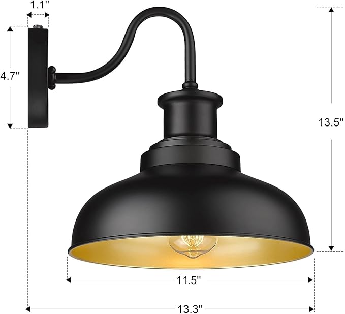 Dusk to Dawn Outdoor Barn Lights Outdoor Wall Sconces Farmhouse Exterior Wall Mount Light Vintage Outside Lighting Fixture Industrial Black Lanterns for Porch Garage Shed Patio, 4 Pack