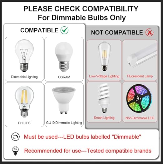 2PCS Dimmer Switch, Smart Light Switch Remote with Alexa Wireless | Single Pole Wireless Switch for Dimmable LED/CFL/Incandescent Light, 6-Level Brightness Adjustment, Bluetooth Voice Control