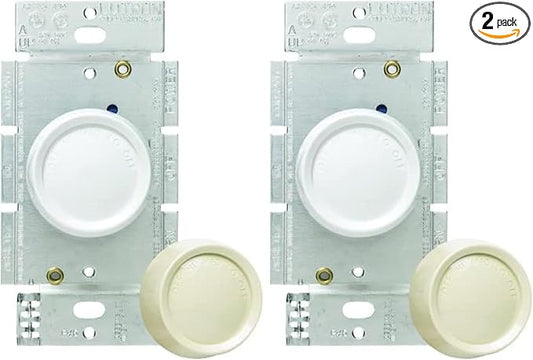 Lutron FSQ-2FH-DK Electronics Rotary On/Off Fan-Speed Control, White (Pack of 2)