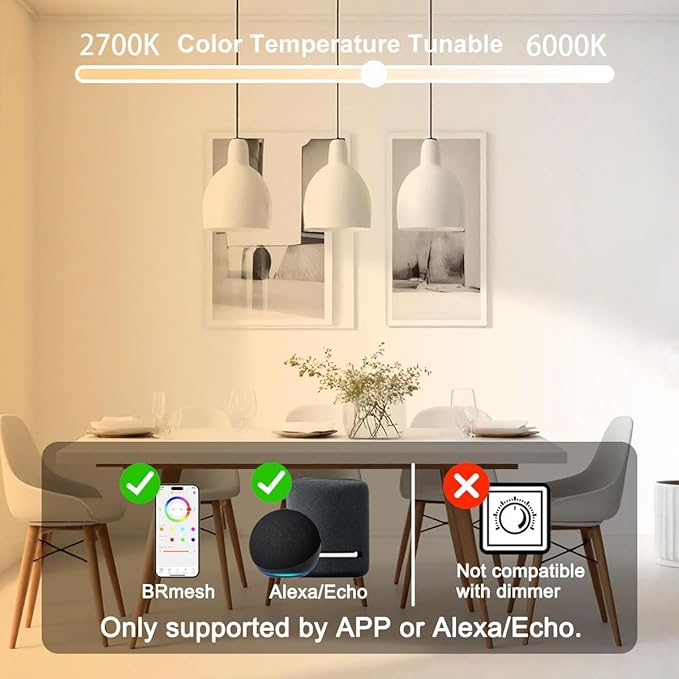 ILC G120 LED Large Globe Light Bulbs 15W, Compatible with Alexa Hub Required, Φ4.72 inch, Color Changing, CCT Color Temprature Turnable 2700K-6000K, CRI>95+, 150W Equivatlent, E26 Base (2 Pack)