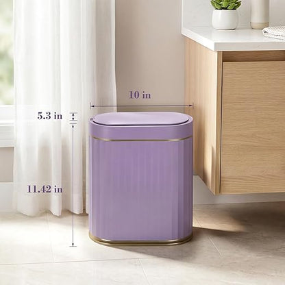 ELPHECO Bathroom Sensor Trash Can - 2 Gallon Automatic Garbage Can, IPX5 Waterproof Bathroom Trash Bin, Slim Garbage Can for Bathroom, Office, Bedroom, Living Room, Purple