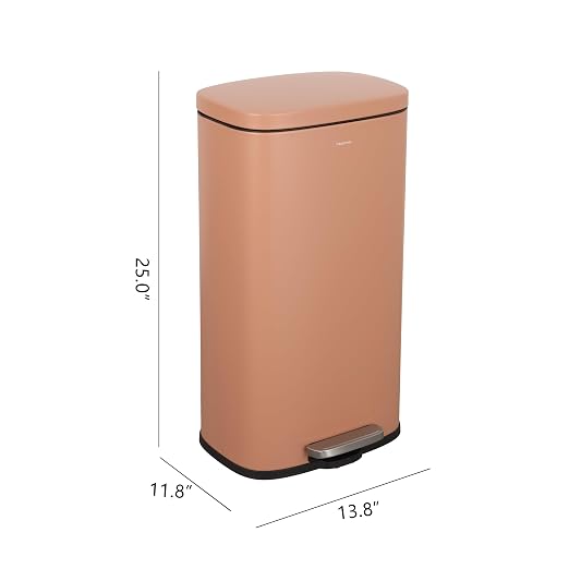 happimess Curtis 8 Gal Step Trash Can Soft Close 25", Clay Rose