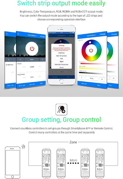 LGIDTECH Miboxer WL5(YL5 VUP) LED Strip Light 5 in 1 Controller for 5050 3528 2835,Smartphone APP Control Without Extra Hub.Amazon Alexa Google Home Assistant Voice Control,DC12-24V,180W-360W