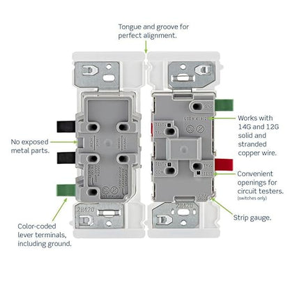 Leviton Lever Edge 15 Amp 3-Way Rocker Switch, E5603-MW, White | (Pack of 40)