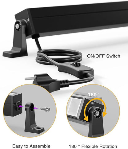 Onforu 4 Pack 42W LED Black Lights, Blacklight Bars with Plug and Switch, Glow in The Dark Party Supplies for Halloween Decorations, Bedroom, Body Paint, Stage Lighting, Poster, Black