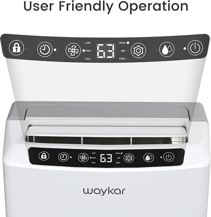 Waykar 34 Pints 2025 Most Efficient Energy Star Dehumidifier for Home & Basement, Ideal for Spaces up to 2,000 Sq. Ft. with Auto or Manual Drainage, 0.62-Gallon Water Tank