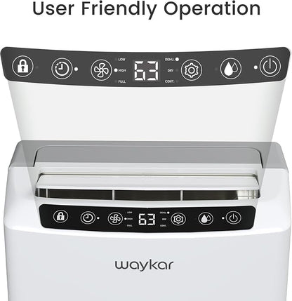 Waykar 34 Pints 2025 Most Efficient Energy Star Dehumidifier for Home & Basement, Ideal for Spaces up to 2,000 Sq. Ft. with Auto or Manual Drainage, 0.62-Gallon Water Tank