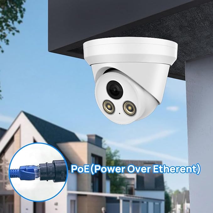PANOEAGLE 5MP Full Color PoE IP Camera, Compatible with Hik-Vision 5MP POE Security Turret Camera with F1.0 Large Aperture,Human/Vehicle Detection,2.8mm Lens,Built-in Mic,98ft Color Night Vision,IP67