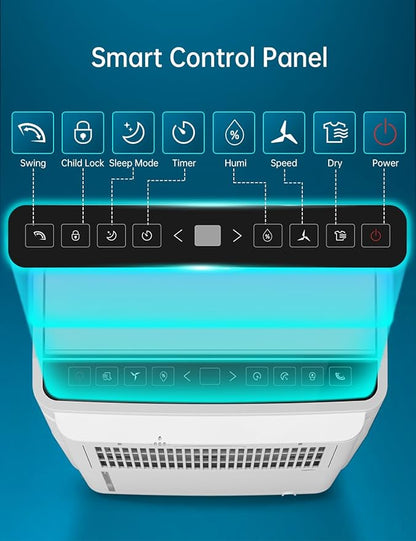 PHILODECO 80 Pint 4500 Sq.Ft Dehumidifier with Drain Hose, Automatic Defrosting, Intelligent Humidity Control with 24HR Timer, Smart Quiet Dehumidifier, for Basement, Bathroom, Bedroom, Home, White