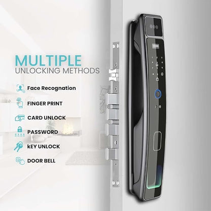 Smart Door Lock with Camera & 3D Face Recognition, Keyless Entry Door Lock with Fingerprint, Password, IC Card, Key, Usmart App Control, Video Doorbell Lock, Mortise Lock for Front Door, Home Security