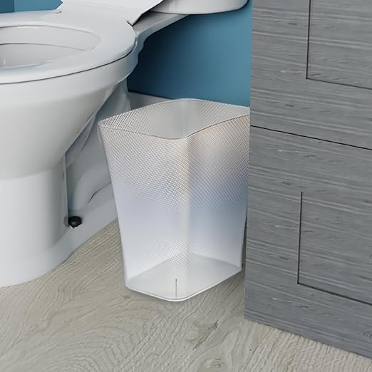 CLOROX Textura Slim Trash Can - 3.1 Gallon Small Waste Basket for Narrow Spaces - Skinny Plastic Garbage Bin for Bathroom, Bedroom, or Office, Clear Frost (Pack of 5)