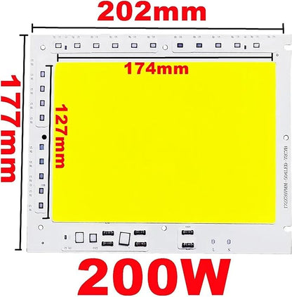 1pcs LED COB Chip 50W 100W 150W 200W 200-240V Smart IC No Need Driver LED Lamp Light Source for Flood Light Spotlight DIY Lighting(200W,200-240V_Warm Light)