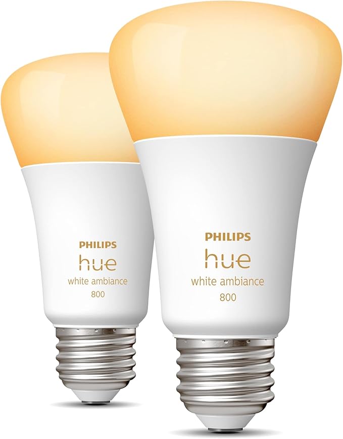Philips Hue White Ambiance LED Smart Lighting Bundle with BR30 Bulbs (2 Pack) and A19 Bulbs (2 Pack)
