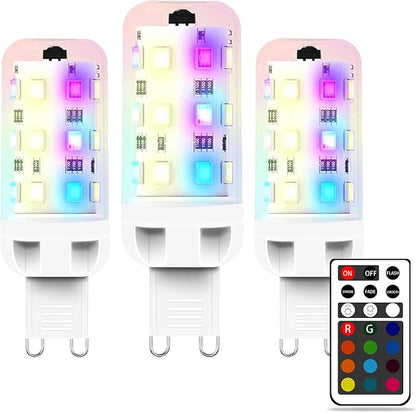 XRise G9 LED Bulb 2.5W Dimmable RGB+Warm White Color Changing with Remote Control Equivalent 25W Halogen G9 Base LED Light Bulbs 3000K 250LM, No Flicker,3 Pack