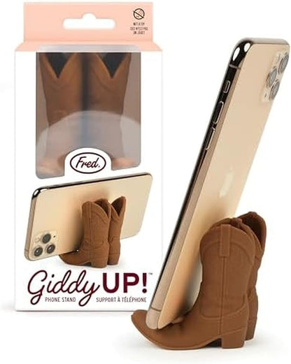Genuine Fred Giddy UP Phone Stand, Brown, Cowboy Boot Tech Accessory, Fits Most Mobile Smartphones, Grippy Silicone, Fun Cowboy Boot Details