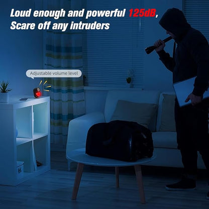 Luckydeer 125dB Loud Motion Sensor Alarm with 328ft Remote Control (40ft PIR Detector, 3*AA Batteries), Indoor Wireless Infrared Security Motion Detector with Siren for Home/Shed/Garage/Van (Black)