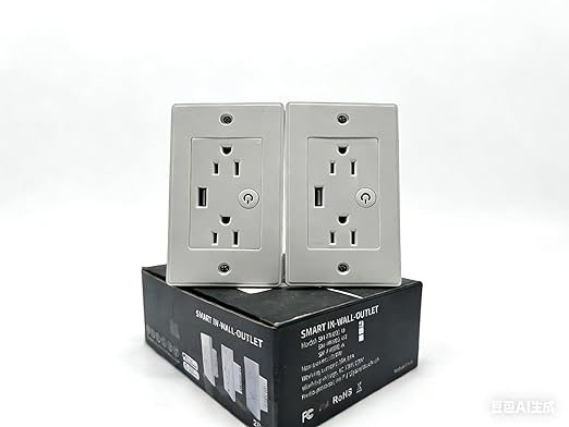 Jinvoo ZigBee Smart Outlet 16A 2 AC Individual switches 1 USB Charger Works with Philips HUE SmartThings Echo Google Assistant hub Required 2 Pack