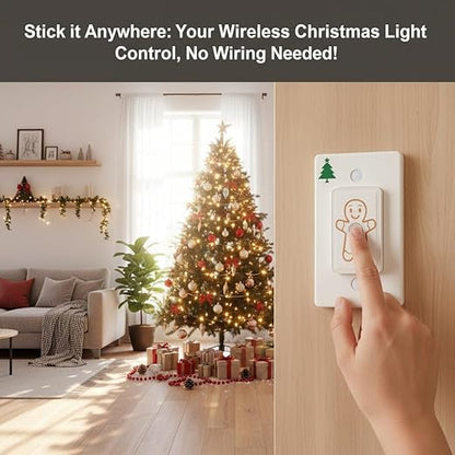 LoraTap Remote Control Outlet (Christmas Tree Light Switch): Wireless Wall Switch – 100ft Indoor Range – On/Off Outlet for Holiday Lights & Small Appliances – Pre-Programmed & No Wiring