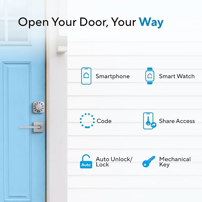 ULTRALOQ U-Bolt WiFi Smart Lock with Door Sensor, Smart Keypad Deadbolt Lock for Front Door, Built-in Wi-Fi, Remote Control, App Passcode Unlock, Auto Unlock, Auto Locking, Share Access, ANSI Grade 1