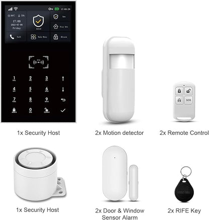 PGST 2026 Home Alarm System,120dB Alarm System with WiFi+GSM/4G & Real-Time APP Alert,Easy to Install Door/Window Motion Alarms Sensors,for Apartment,Kids Safety,Office NO Monthly Fees
