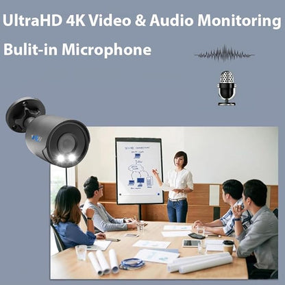 GW 4K Outdoor/Indoor Face Recognition/Human/Vehicle Detection Security Camera System, 32 Channel 12MP PoE NVR, 32 x 4K 8MP UltraHD Smart AI IP Microphone Bullet Camera, 24-7 Video & Audio Recording