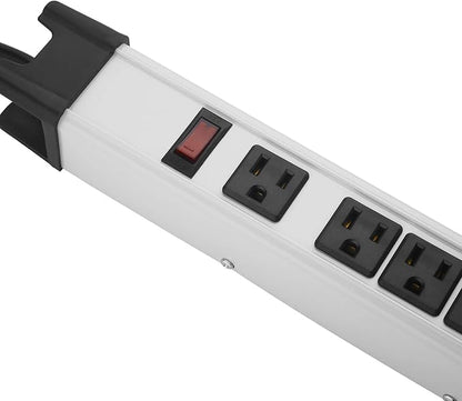 CCCEI Heavy Duty Power Strip Surge Protector - 6 Outlet Industrial Strip with 15A, 1200 Joules - ETL Listed Metal for Shop, Workshop, Garden (4FT, Grey)