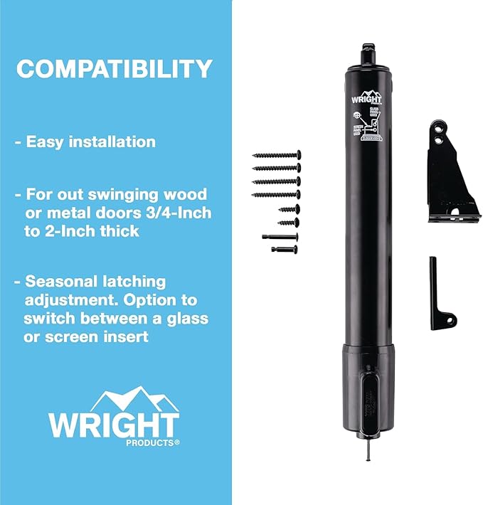 Wright Products V2012BL Heavy Duty Tap-N-Go Pneumatic Closer, Black
