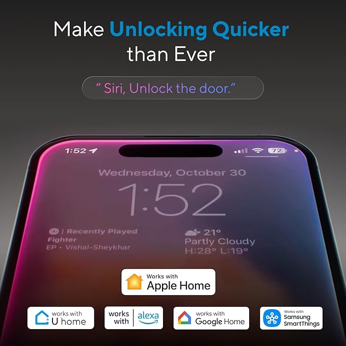ULTRALOQ Bolt Fingerprint WiFi Smart Lock, Works with Apple Home, Siri, Alexa, 8-in-1 Keyless Entry with Fingerprint ID, App Remote Control, Keypad Deadbolt, BHMA Cert., Easy Install, 10 Mo. Battery