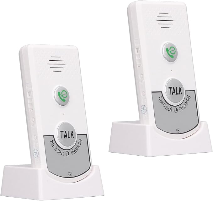 Wireless Intercom Doorbells, Adjustable Voice Intercom Home Smart 2 Way Talk Doorbell, Electronic Doorbell for Hospitals, Hotels, Factories, Teahouses (White)