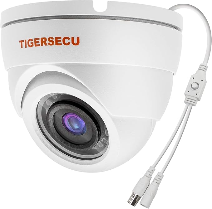 TIGERSECU 1080P Metal Wide Angle Dome Security Camera for DVR, Weatheproof for Indoor/Outdoor Use, Hybrid 4-in-1 OSD Switch for TVI/CVI/AHD/CVBS DVRs (Power Supply and Coaxial Cable Sold Separately)
