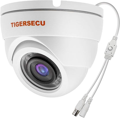 TIGERSECU 1080P Metal Wide Angle Dome Security Camera for DVR, Weatheproof for Indoor/Outdoor Use, Hybrid 4-in-1 OSD Switch for TVI/CVI/AHD/CVBS DVRs (Power Supply and Coaxial Cable Sold Separately)