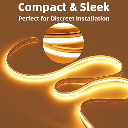 COB LED Strip Light 9.84 Foot Outdoor Lights AC 110V Rope Lights Indoor Waterproof IP67 with US Plug Warm White 3000K 120V Hardwired Strip Lighting for Cabinets (Warm White, 9.84ft)