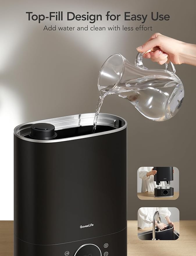 GoveeLife 7L Humidifiers for Bedroom, Smart Top-Fill Cool & Warm Mist Humidifier Large Room, Auto Mode, 70H Quiet Runtime for Baby Plants Nursery, App & Voice Control, RGB Nightlight, Humidity Sensor