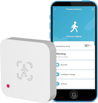 WiFi Human Presence Sensor: Smart Motion Sensor with 2.4GHz mmWave Radar, Zone Positioning, App Notification Alerts, Real-time Human Occupancy Sensor for Home Automation, Support Alexa