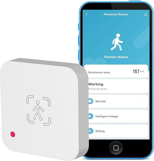 WiFi Human Presence Sensor: Smart Motion Sensor with 2.4GHz mmWave Radar, Zone Positioning, App Notification Alerts, Real-time Human Occupancy Sensor for Home Automation, Support Alexa