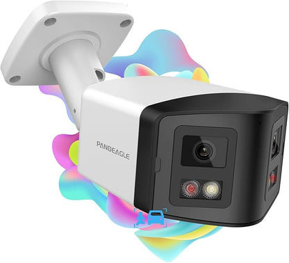 PANOEAGLE 4MP Dual Lens PoE IP Security Camera Outdoor with 180° Panoramic Wide Angle,Smart Color Night Vision,Smart Motion Detection,2-Way Audio & Micro SD Slot(512G),IP67 Waterproof,NDAA Complaint