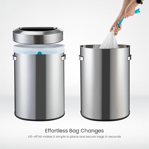 Home Zone Living 18 Gallon Commercial Trash Can with Removable Open Top Lid