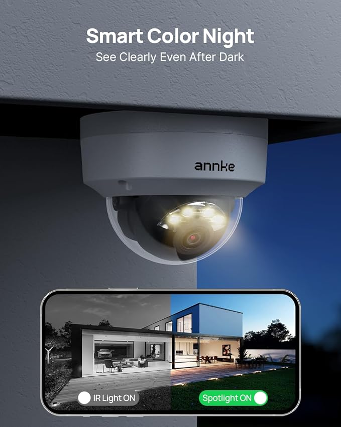 ANNKE C800 4K 8MP PoE Security Camera with Spotlight Color Night Vision, AI Human & Vehicle Detection, 24/7 Recording with Audio, IP67 Waterproof IK08 Vandalproof for Outdoor/Indoor(Not PTZ)