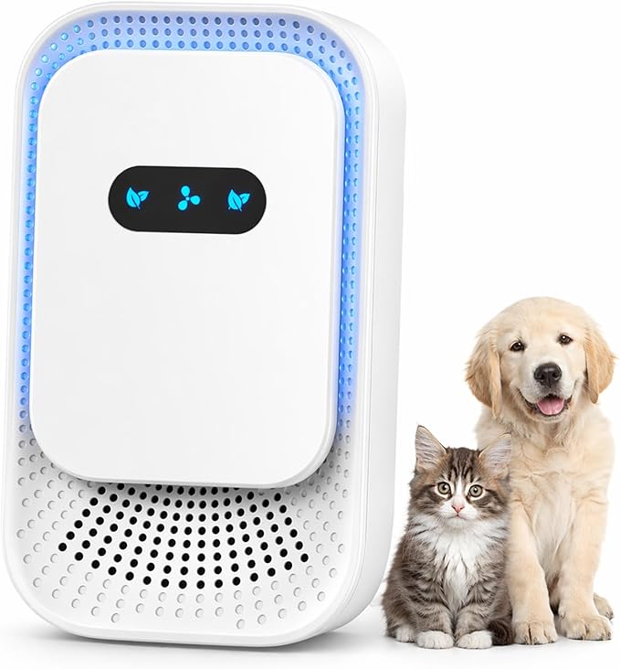Small Plug In Air Purifier for Home, Negative Ion Air Ionizer with 5dB Quiet Mini Air Freshener for Pet Odor Elimination Cat Litter Boxes Bathroom Kitchens, Ozone Free Filterless, White