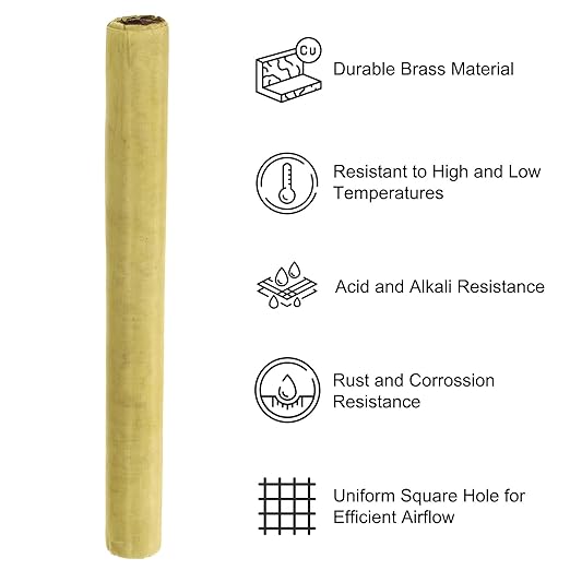 PATIKIL Brass Woven Wire Mesh Screen Roll 39x12, 2 Roll 150 Mesh Filter Metal Coarse Dense Gauze Mesh for Window Security Vent Cover Filtration Animals Fence, Yellow