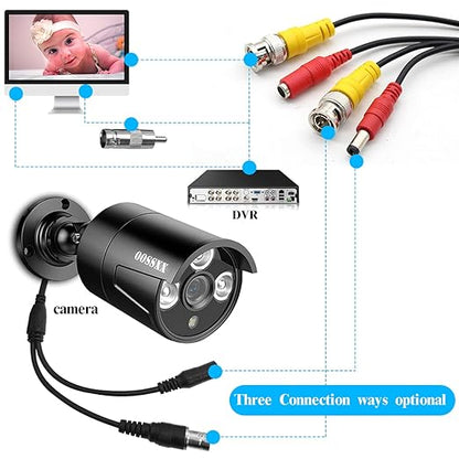 OOSSXX 65 Feet 2-in 1 Video Power Cable BNC Extension Wired All-in-One Cables for HD-Analogo Security Cameras DVR